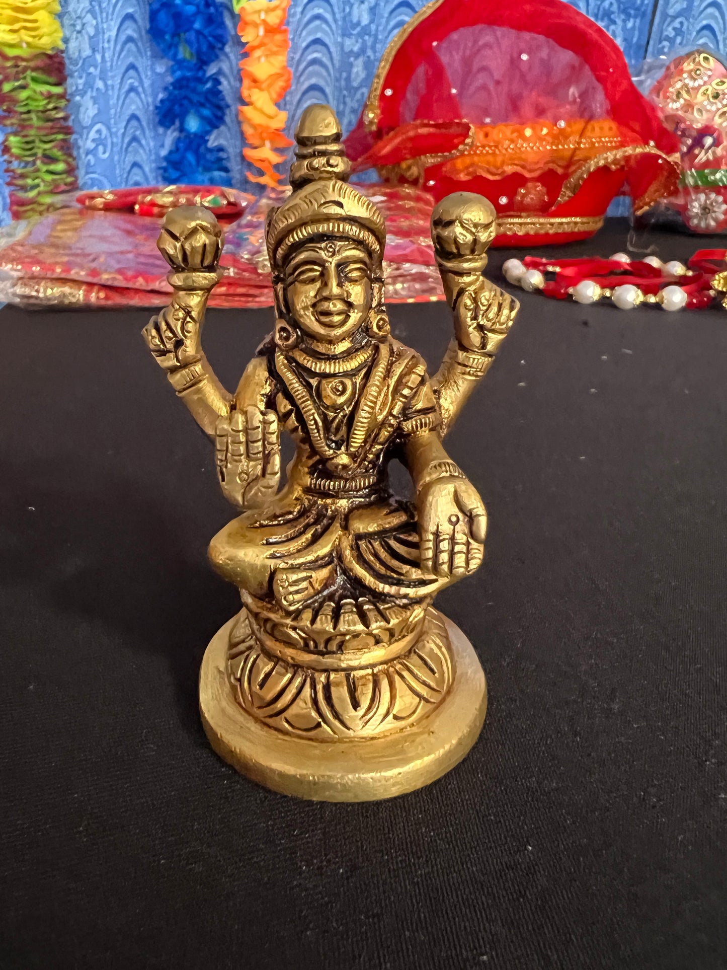 Brass Laxmi Statue | 9 cm Brass Laxmi Culture Religious Home Decor | Good Luck Gift For New Begining and New Success | God Statue Wealth Sculpture