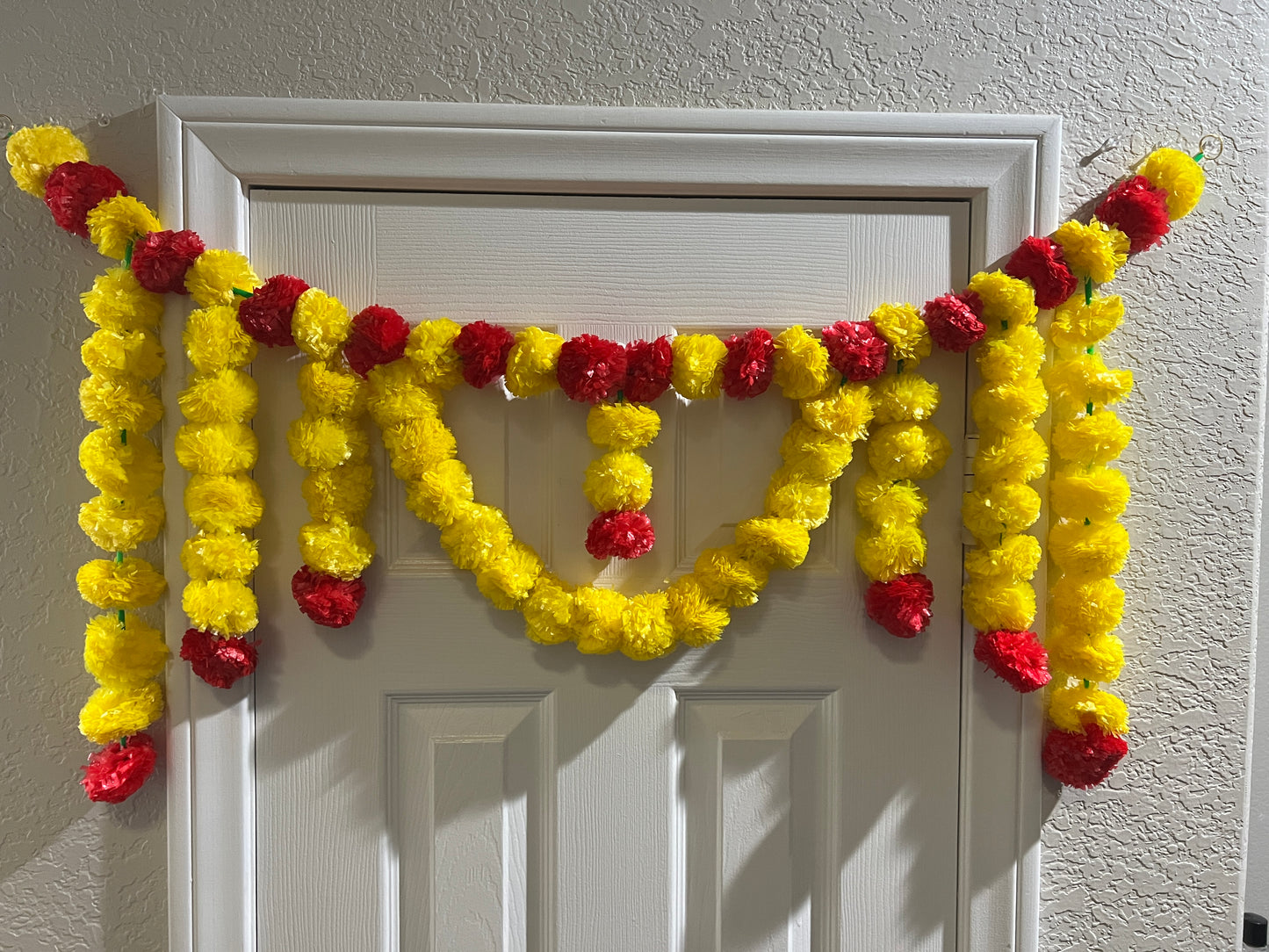Artificial Marigold Fluffy Flowers Garlands Door Toran Set/Decorative Door Hanging Bandanwar (Yellow & Red) for Decoration Size:- 40"