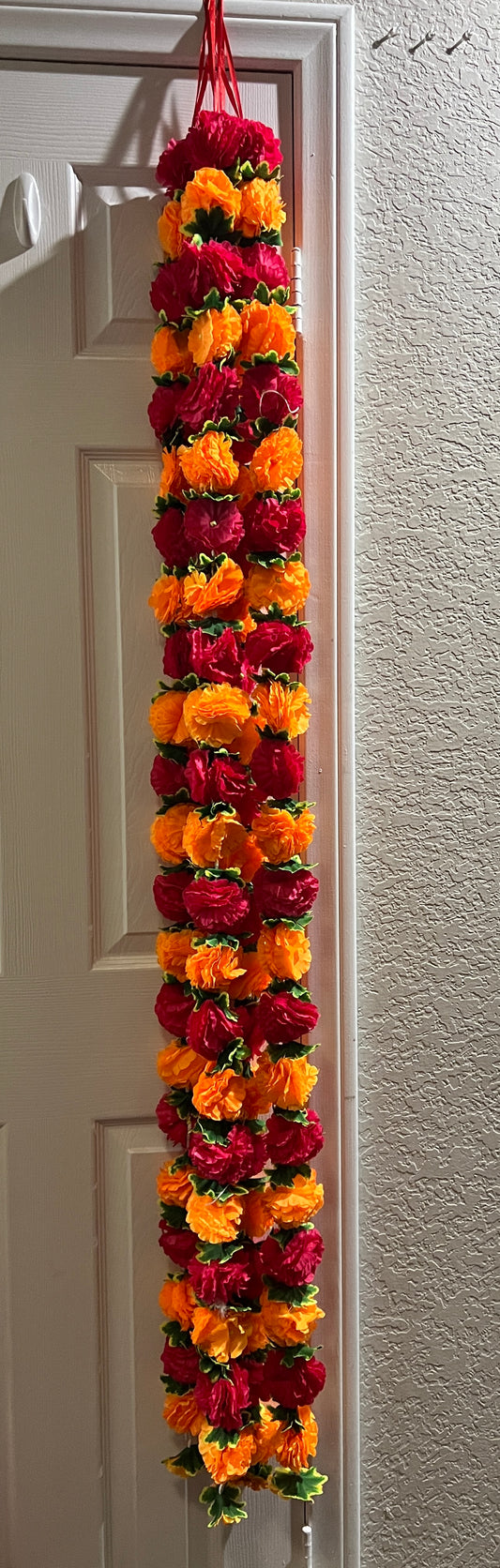 (Pack of 2) Garland for Decoration Long Strands Artificial Flowers, Indian Decor for Pooja/Diwali/Wedding/Christmas ~ 5 feet