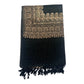 Silk Wool Blend Scarves Stole With Shimmery Crystal Work and Hand Embroidery