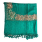 Silk Wool Blend Scarves Stole With Shimmery Crystal Work and Hand Embroidery