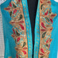 Silk Wool Blend Scarves Stole With Shimmery Crystal Work and Hand Embroidery