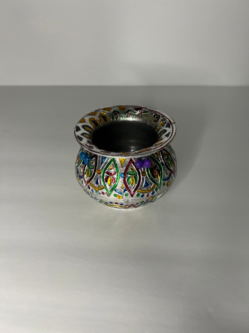 Stainless Steel Round Matki | Pooja Matki | Handmade Printed Wedding Gifts