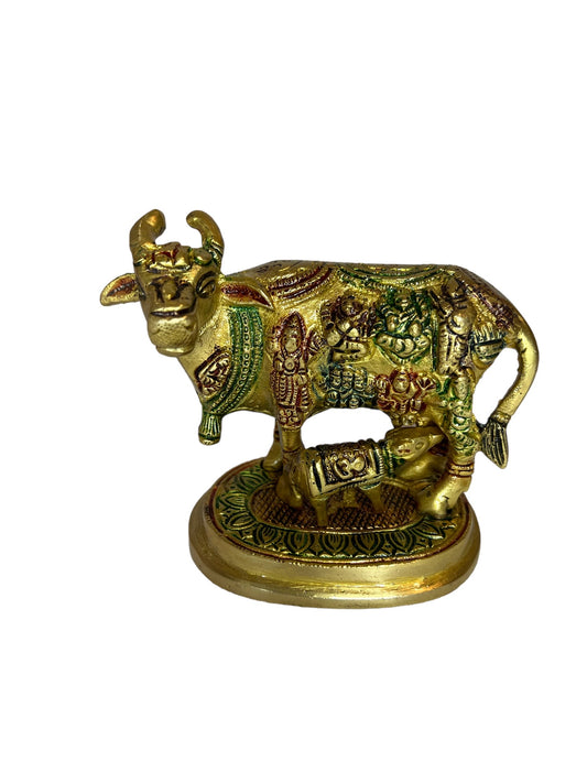 Kamdhenu Cow Idol (Cow and Calf Idol for) Home Vastu | Gift Item